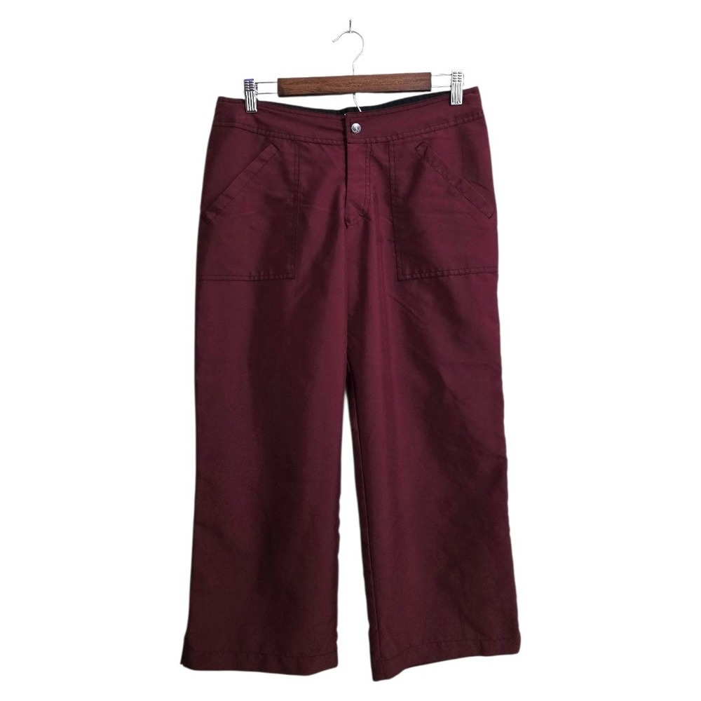 Prana Vintage Burgundy Mid-Rise Cropped Adjustable Waist Athleisure Pants Sz S